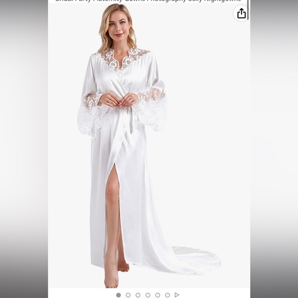 Robes Long with Flared Lace Cuffs for Wedding Bridal Party Maternity Gowns - Picture 6 of 10